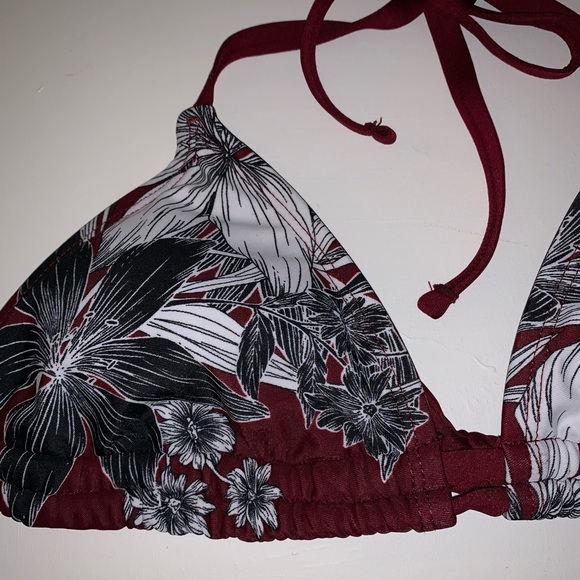 *3/20 Kona Sol maroon flowered bikini top size small - Picture 3 of 7